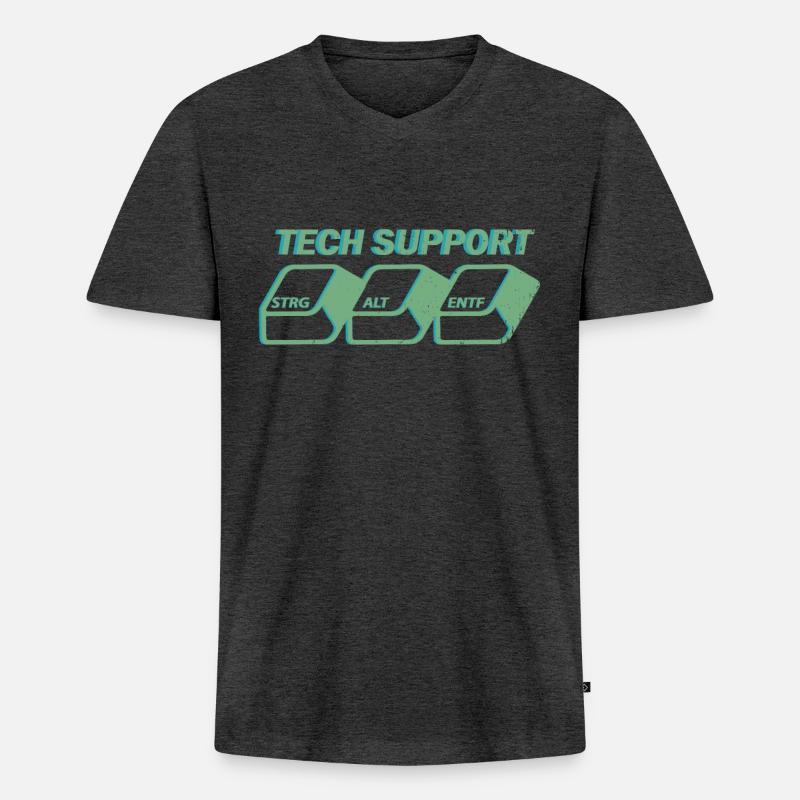 Strg Alt Entf - It-Support - Männer Premium Bio T-Shirt mit V-Ausschnitt - Anthrazit meliert