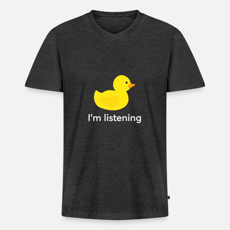 Programmeur Caoutchouc Debug - T-shirt encolure en V Premium bio Homme - anthracite chiné