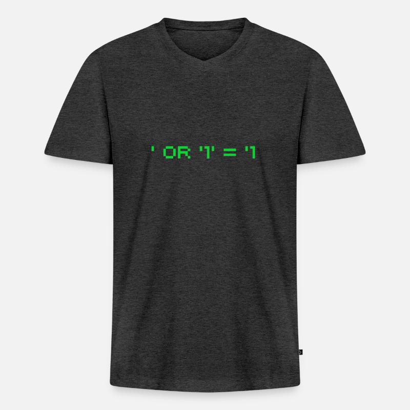 Hacker Pentest SQL Injection - Männer Premium Bio T-Shirt mit V-Ausschnitt - Anthrazit meliert