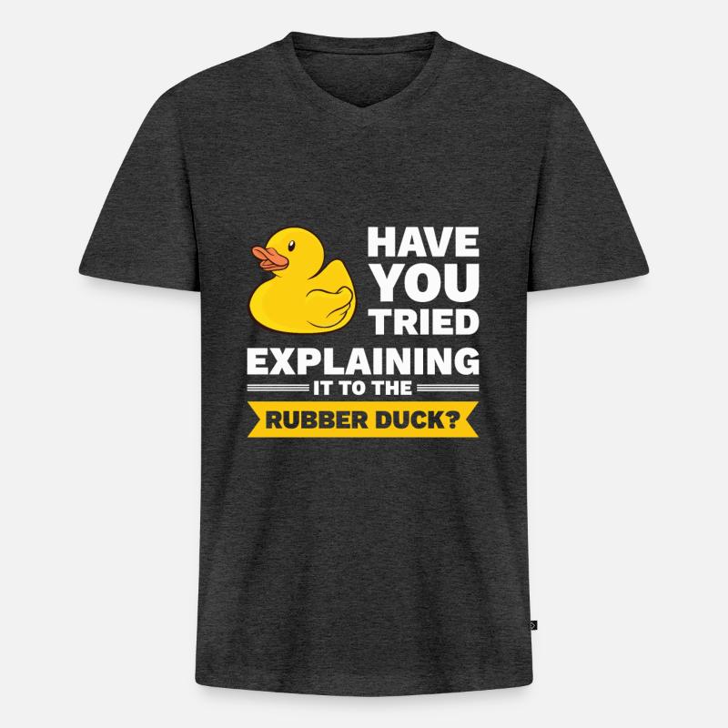 Programmierer Gummiente Debug - Männer Premium Bio T-Shirt mit V-Ausschnitt - Anthrazit meliert