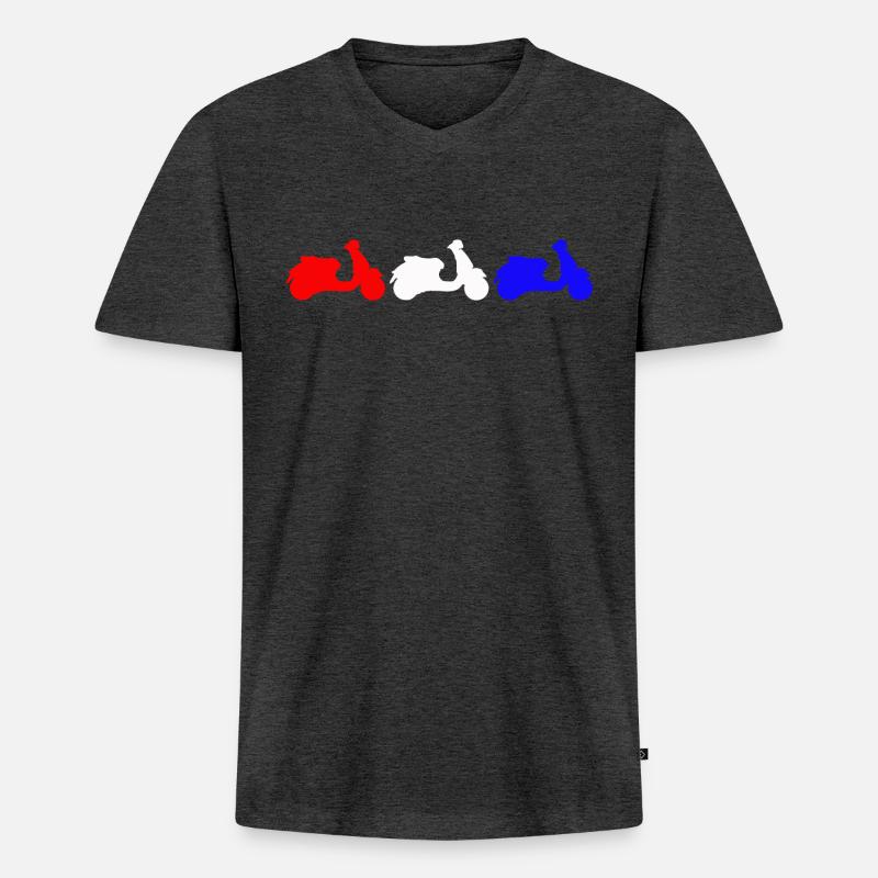 Roller - Männer Premium Bio T-Shirt mit V-Ausschnitt - Anthrazit meliert