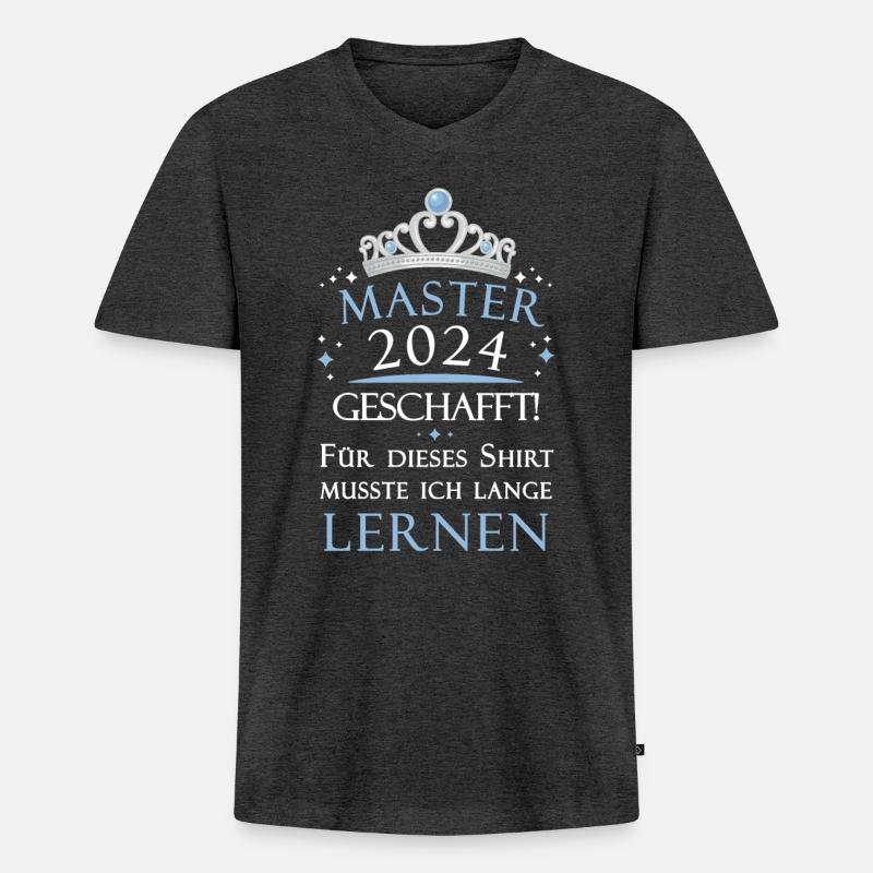 Master Masterabsolvent Masterabschluss Geschenk - Männer Premium Bio T-Shirt mit V-Ausschnitt - Anthrazit meliert