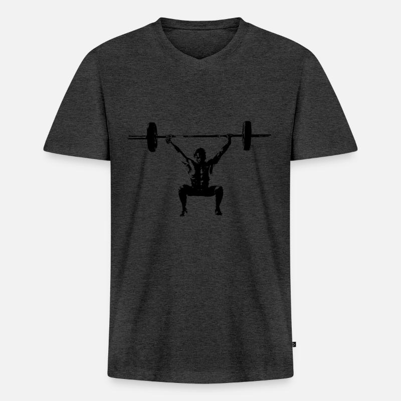 snatch schwarz - Männer Premium Bio T-Shirt mit V-Ausschnitt - Anthrazit meliert
