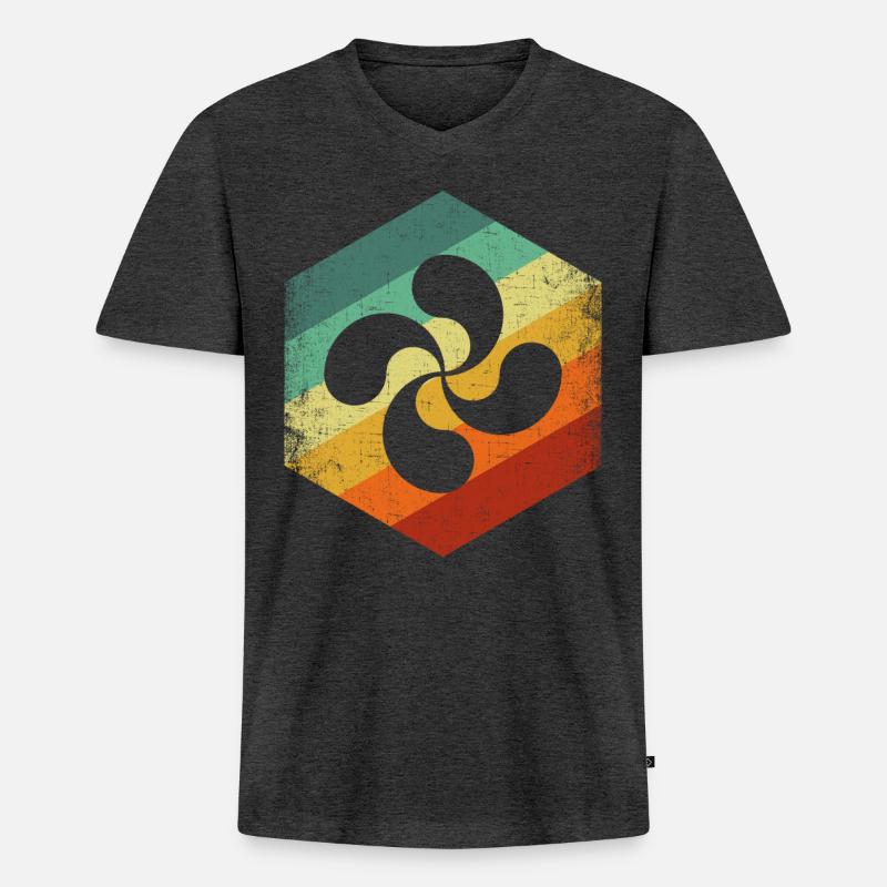 lauburu Retro, Euskal spain basque - Männer Premium Bio T-Shirt mit V-Ausschnitt - Anthrazit meliert