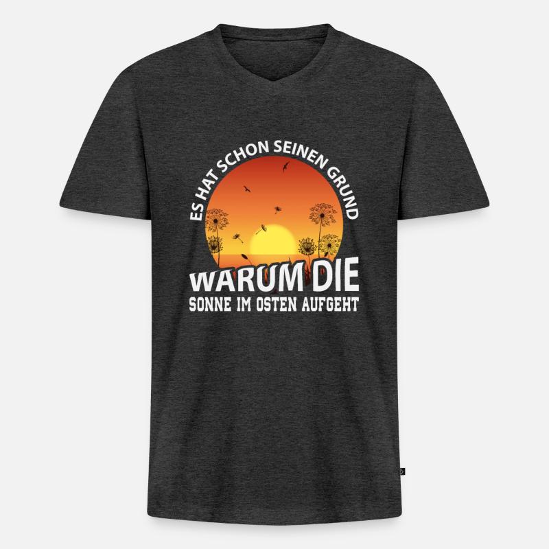 DDR Ossi Geschenk - Männer Premium Bio T-Shirt mit V-Ausschnitt - Anthrazit meliert