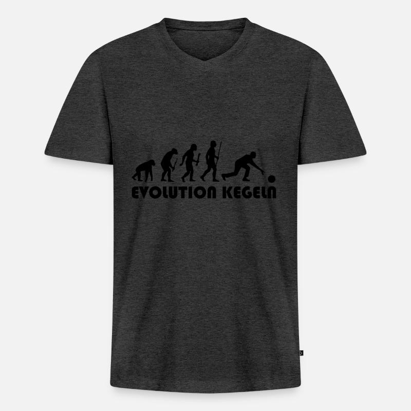 Evolution Kegeln - Männer Premium Bio T-Shirt mit V-Ausschnitt - Anthrazit meliert
