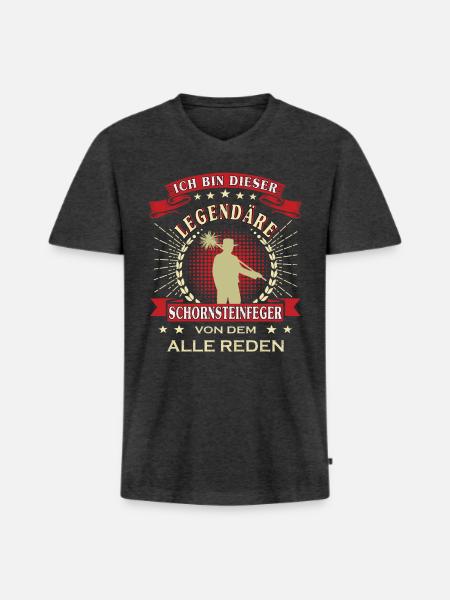 Schornsteinfeger Kaminkehrer Kaminfeger - Männer Premium Bio T-Shirt mit V-Ausschnitt - Anthrazit meliert