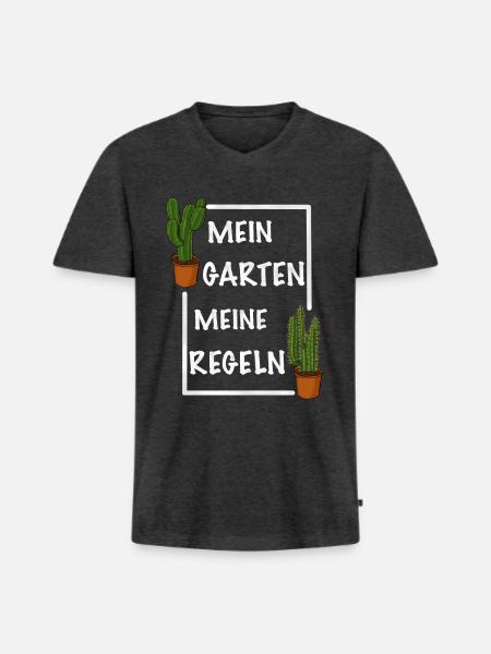 Mein Garten meine Regeln - Männer Premium Bio T-Shirt mit V-Ausschnitt - Anthrazit meliert