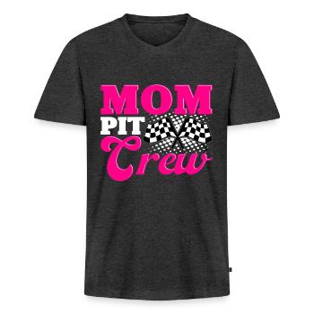 Mom Pit Crew Car Racing Motor Sports - Men's Premium Organic T-shirt with V-neck - heather anthracite - Front - Nico (187cm)
