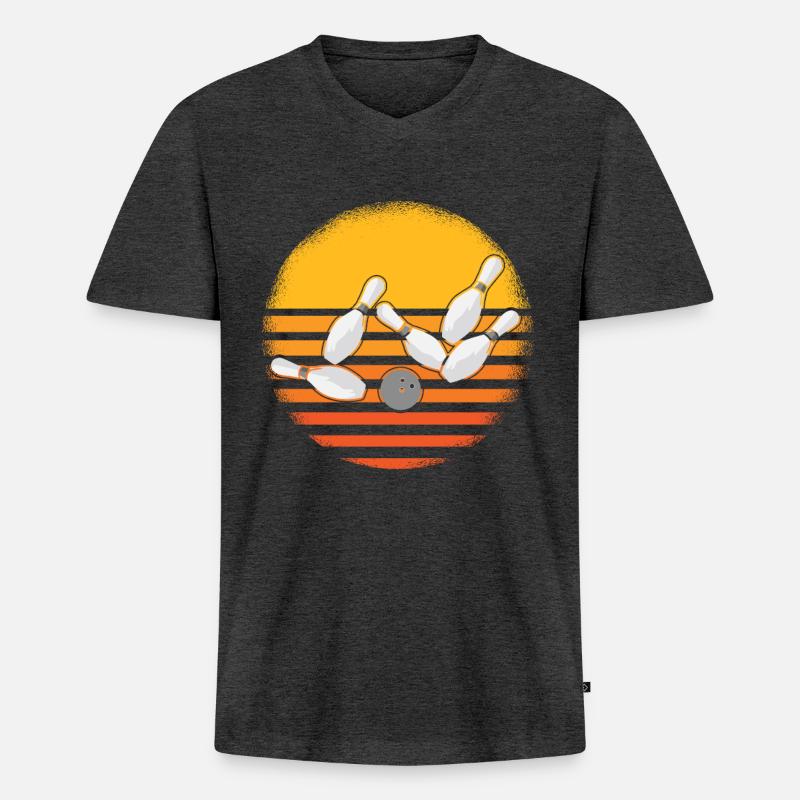 Bowling Bowler Bowlingteam Geschenk - Männer Premium Bio T-Shirt mit V-Ausschnitt - Anthrazit meliert
