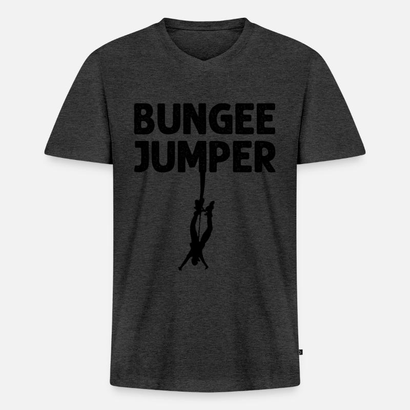 Bungee Jumper - Männer Premium Bio T-Shirt mit V-Ausschnitt - Anthrazit meliert
