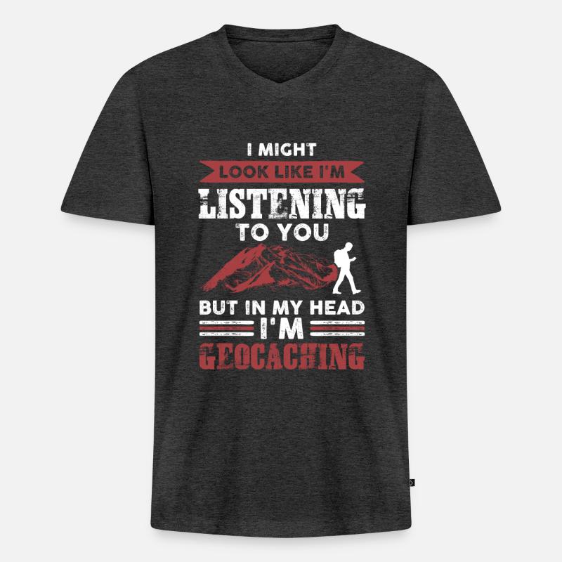 geocaching lustiger spruch - Männer Premium Bio T-Shirt mit V-Ausschnitt - Anthrazit meliert