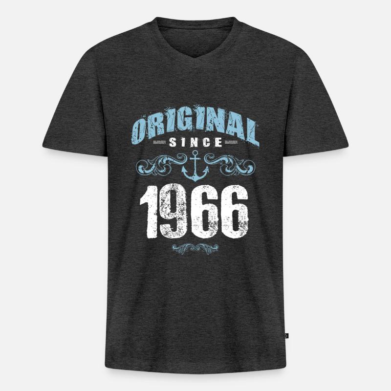 1966 original since - Männer Premium Bio T-Shirt mit V-Ausschnitt - Anthrazit meliert
