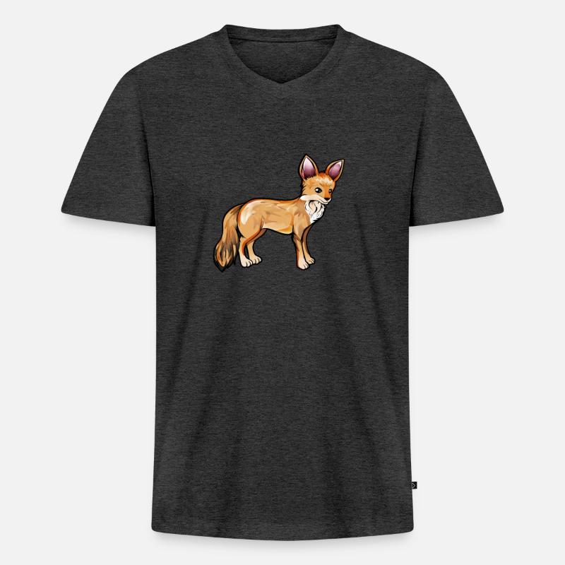 Zeichnung eines Kapfuchs - Männer Premium Bio T-Shirt mit V-Ausschnitt - Anthrazit meliert