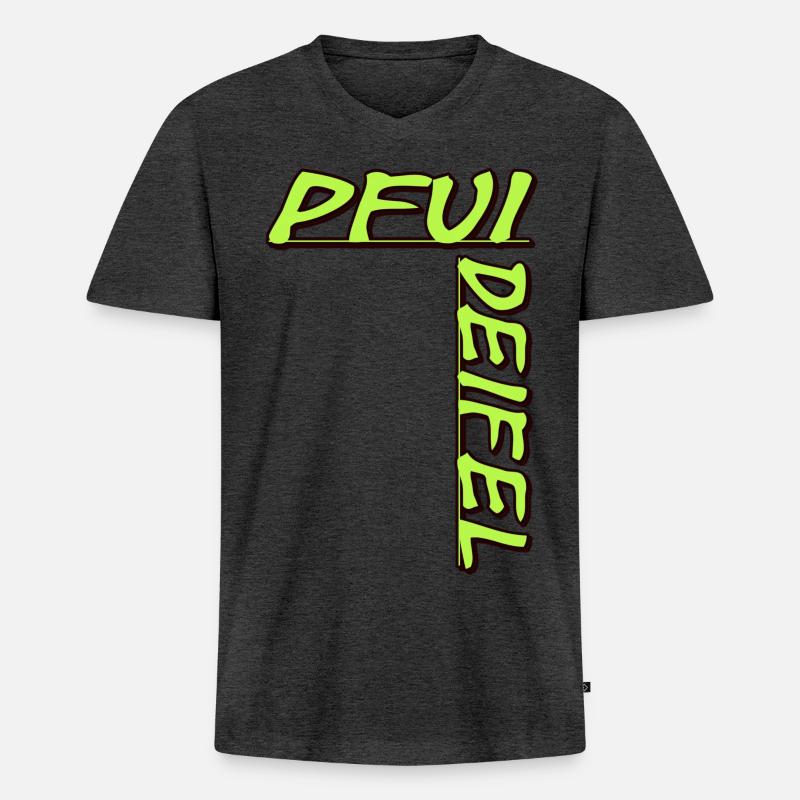 Pfui Deifel - Männer Premium Bio T-Shirt mit V-Ausschnitt - Anthrazit meliert