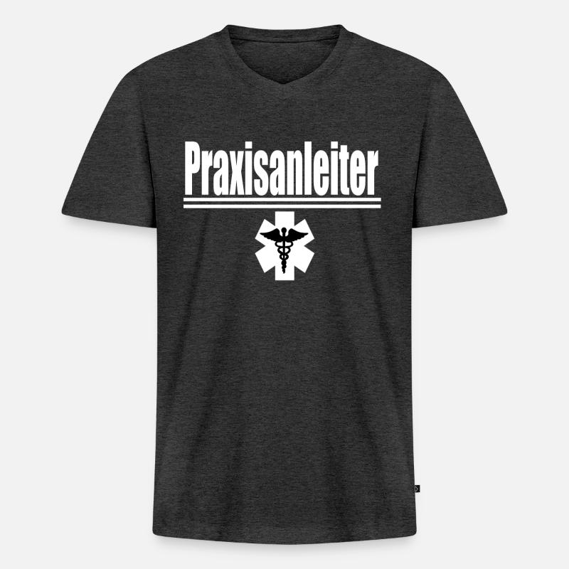 Praxisanleiter - Männer Premium Bio T-Shirt mit V-Ausschnitt - Anthrazit meliert