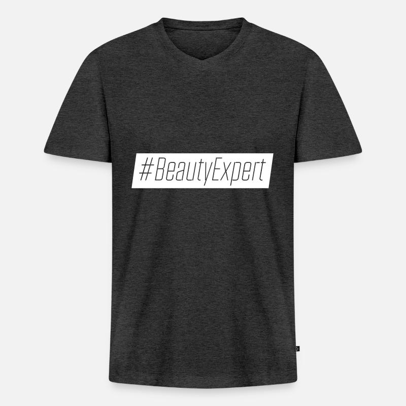 Schönheits Experte - Männer Premium Bio T-Shirt mit V-Ausschnitt - Anthrazit meliert