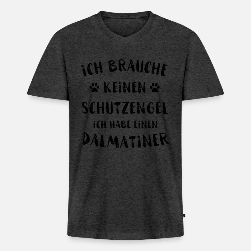 Dalmatiner - Männer Premium Bio T-Shirt mit V-Ausschnitt - Anthrazit meliert