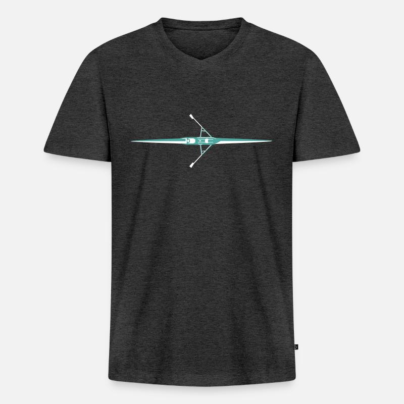 Rudern, Ruderboot, Sculling - Männer Premium Bio T-Shirt mit V-Ausschnitt - Anthrazit meliert