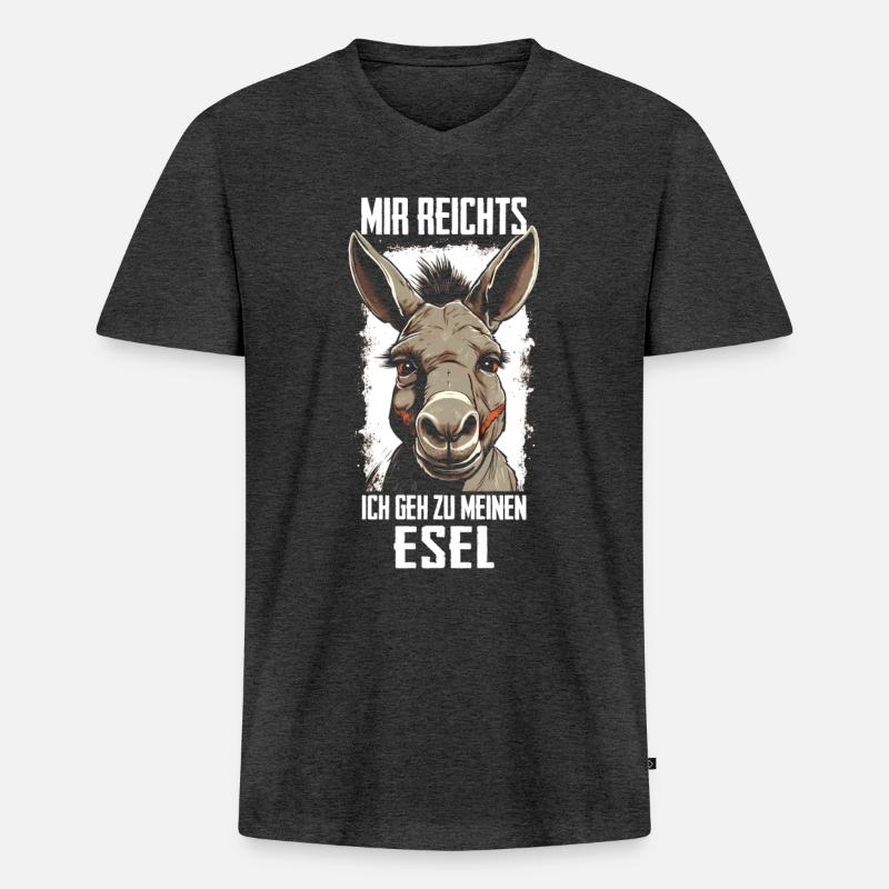 Esel Eselchen Maultier Muli - Männer Premium Bio T-Shirt mit V-Ausschnitt - Anthrazit meliert