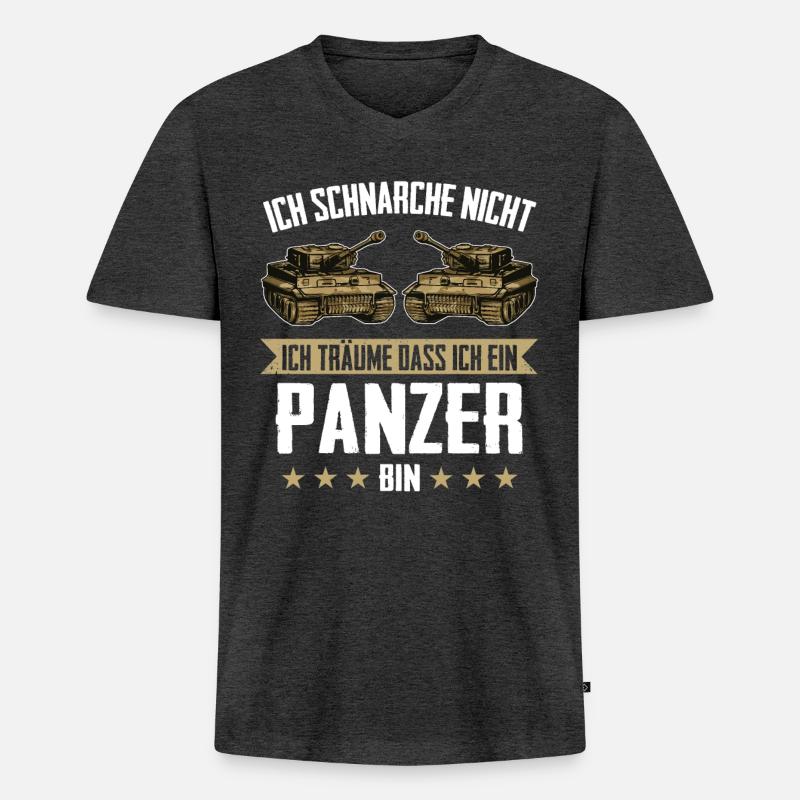 Panzer Kampfpanzer Panzerkampfwagen Panzerfahrer - Männer Premium Bio T-Shirt mit V-Ausschnitt - Anthrazit meliert