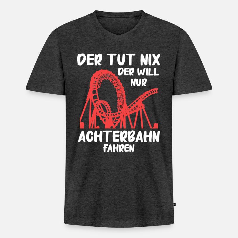 Achterbahn Freizeitpark Roller Coaster - Männer Premium Bio T-Shirt mit V-Ausschnitt - Anthrazit meliert