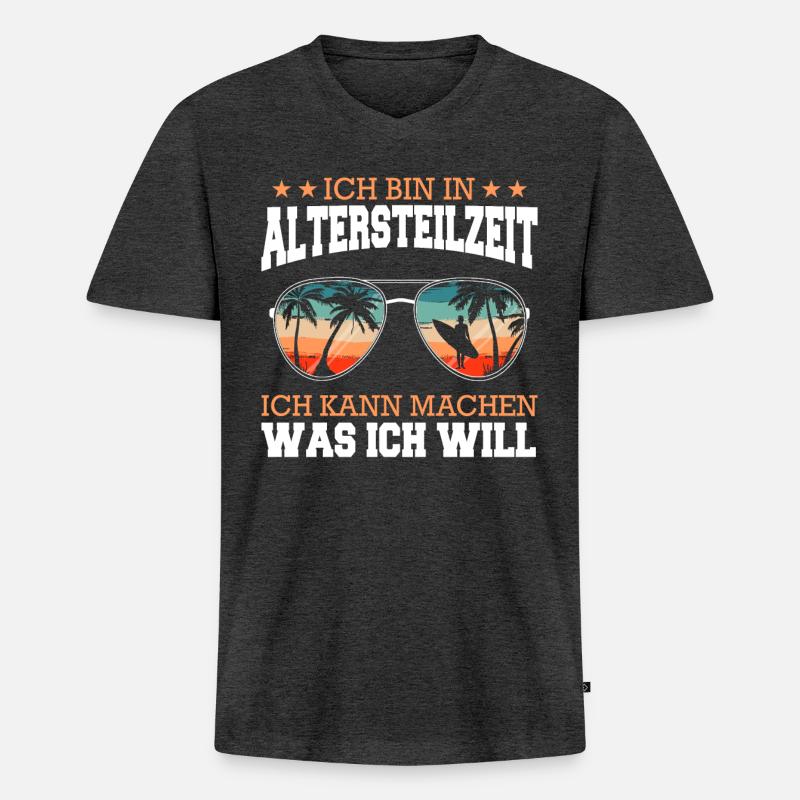 Altersteilzeit ATZ - Männer Premium Bio T-Shirt mit V-Ausschnitt - Anthrazit meliert