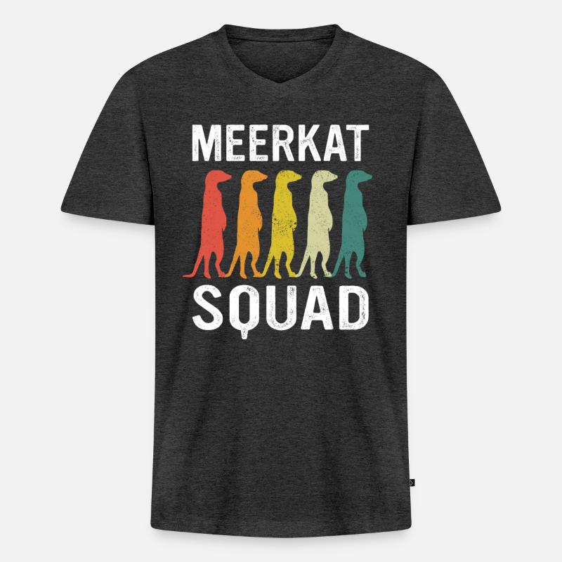 Erdmännchen Tier Erdmann - Männer Premium Bio T-Shirt mit V-Ausschnitt - Anthrazit meliert
