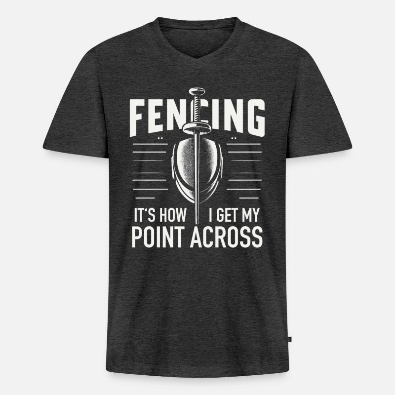 Fechten Fechter - Männer Premium Bio T-Shirt mit V-Ausschnitt - Anthrazit meliert
