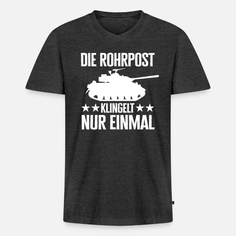 Panzer Kampfpanzer Panzerkampfwagen Panzerfahrer - Männer Premium Bio T-Shirt mit V-Ausschnitt - Anthrazit meliert