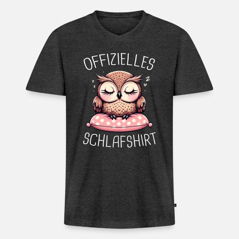 Nachteule Eule Eulen Vogel - Männer Premium Bio T-Shirt mit V-Ausschnitt - Anthrazit meliert