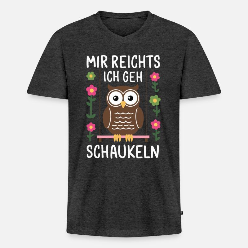 Nachteule Eule Eulen Vogel - Männer Premium Bio T-Shirt mit V-Ausschnitt - Anthrazit meliert