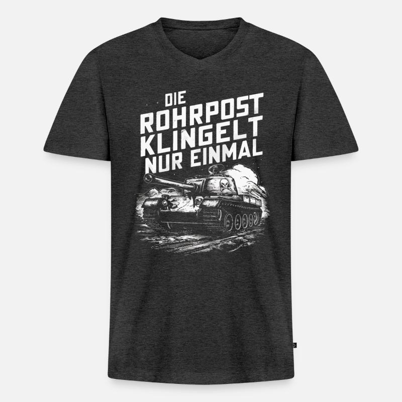 Panzer Kampfpanzer Panzerkampfwagen Panzerfahrer - Männer Premium Bio T-Shirt mit V-Ausschnitt - Anthrazit meliert