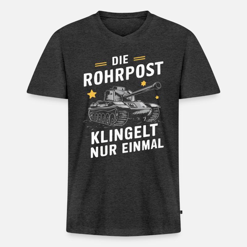 Panzer Kampfpanzer Panzerkampfwagen Panzerfahrer - Männer Premium Bio T-Shirt mit V-Ausschnitt - Anthrazit meliert