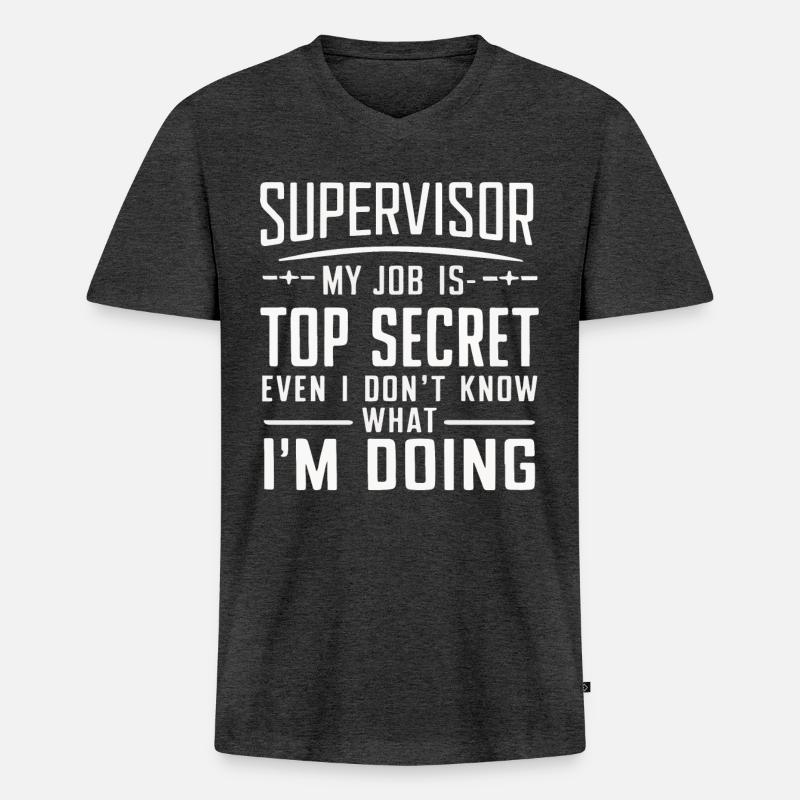 Supervisor Beruf - Männer Premium Bio T-Shirt mit V-Ausschnitt - Anthrazit meliert
