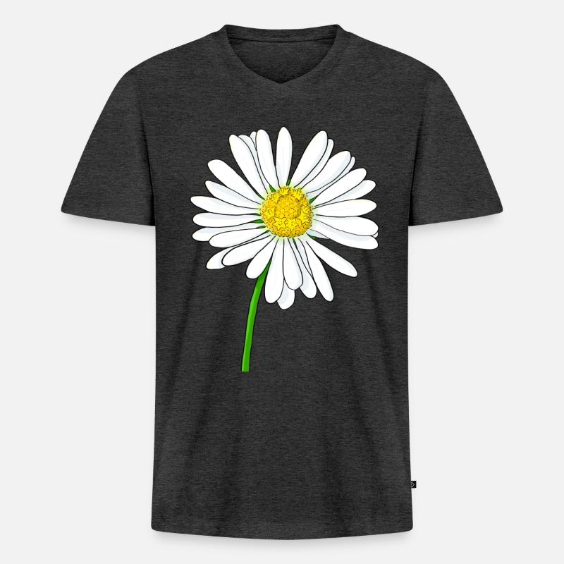 Gänseblümchen Blume - Männer Premium Bio T-Shirt mit V-Ausschnitt - Anthrazit meliert