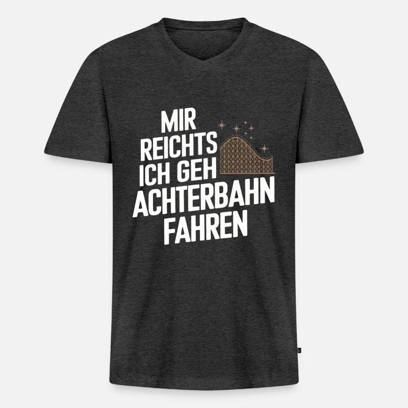 Achterbahn Freizeitpark Roller Coaster - Männer Premium Bio T-Shirt mit V-Ausschnitt - Anthrazit meliert