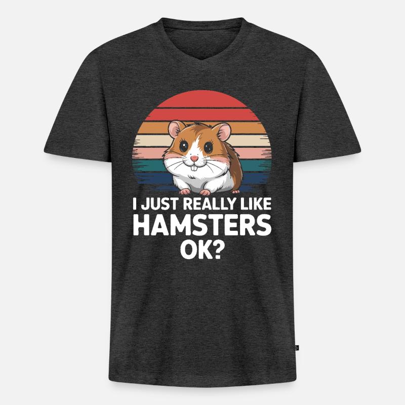 Hamster - Männer Premium Bio T-Shirt mit V-Ausschnitt - Anthrazit meliert