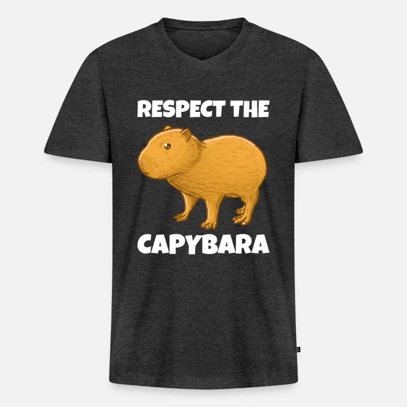 Capybara Meme - Männer Premium Bio T-Shirt mit V-Ausschnitt - Anthrazit meliert