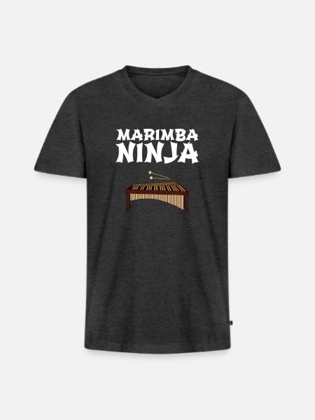 marimba ninja, marimba - Männer Premium Bio T-Shirt mit V-Ausschnitt - Anthrazit meliert
