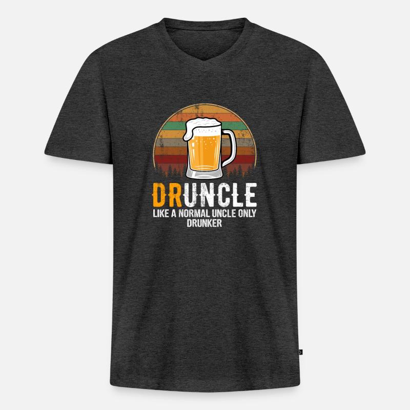 Druncle drinking uncle - Männer Premium Bio T-Shirt mit V-Ausschnitt - Anthrazit meliert