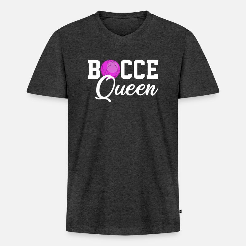 Bocce queen, bocce ball - Männer Premium Bio T-Shirt mit V-Ausschnitt - Anthrazit meliert