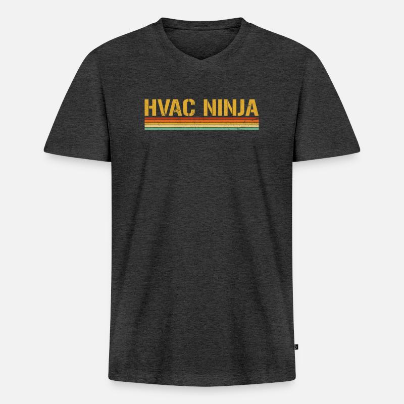 HVAC Ninja, Technician - Männer Premium Bio T-Shirt mit V-Ausschnitt - Anthrazit meliert