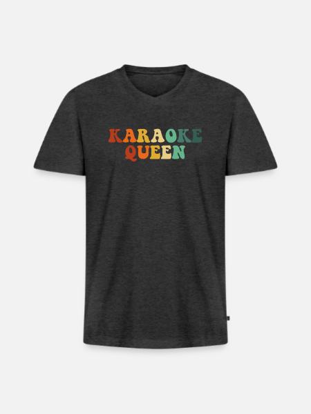 karaoke queen, karaoke - Männer Premium Bio T-Shirt mit V-Ausschnitt - Anthrazit meliert