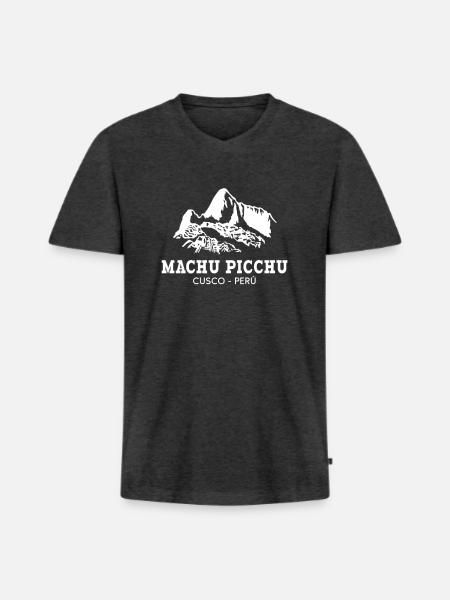 machu picchu, Peruvian machu picchu - Männer Premium Bio T-Shirt mit V-Ausschnitt - Anthrazit meliert