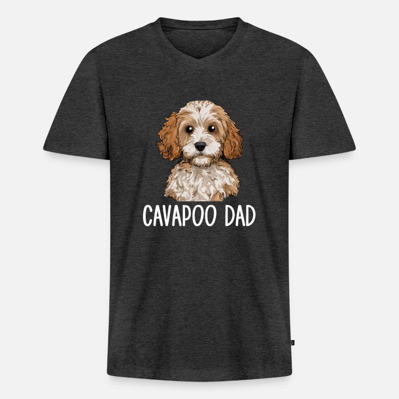 Cavapoo Papa, Cavapoo - T-shirt encolure en V Premium bio Homme - anthracite chiné