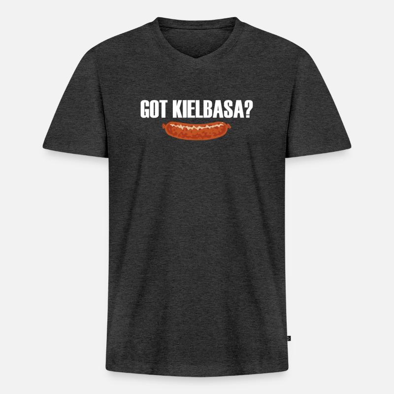 got kielbasa - Männer Premium Bio T-Shirt mit V-Ausschnitt - Anthrazit meliert
