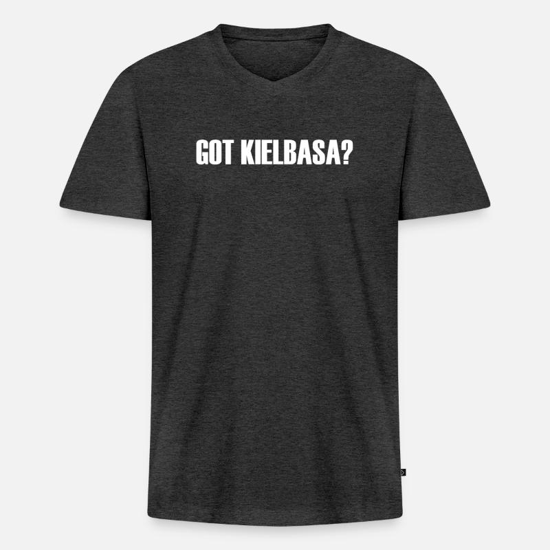 got kielbasa - Männer Premium Bio T-Shirt mit V-Ausschnitt - Anthrazit meliert