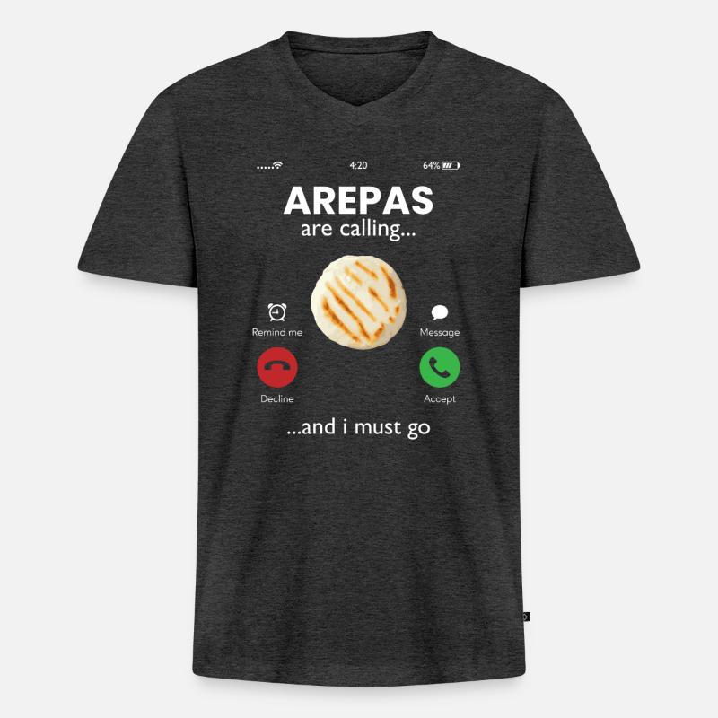 arepas are calling, arepas - Männer Premium Bio T-Shirt mit V-Ausschnitt - Anthrazit meliert