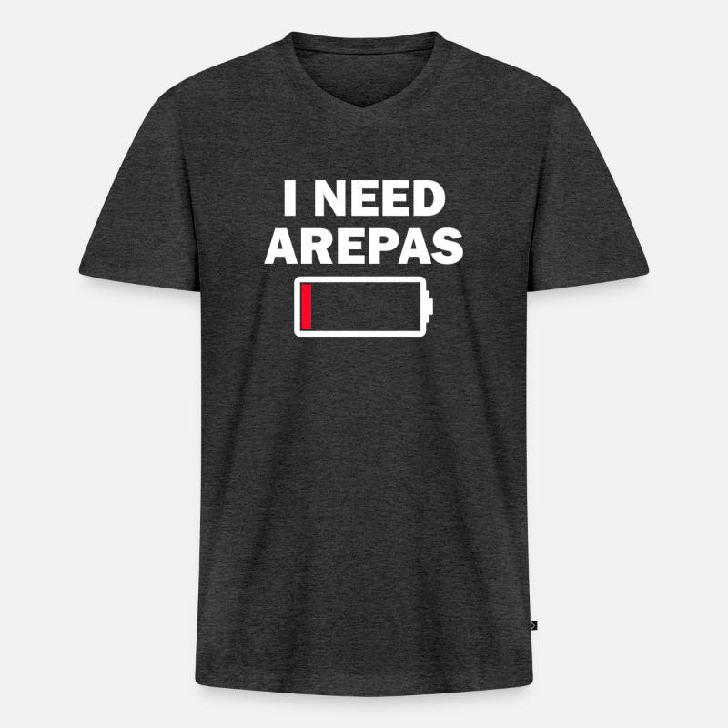 i need arepas - Männer Premium Bio T-Shirt mit V-Ausschnitt - Anthrazit meliert